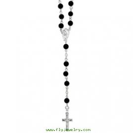 Sterling Silver Black Bead Rosary