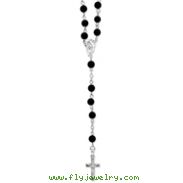 Sterling Silver Black Bead Rosary