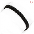 Sterling Silver Black Braided Leather Bracelet