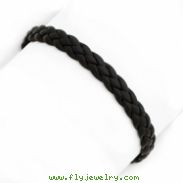 Sterling Silver Black Braided Leather Bracelet