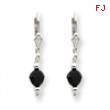 Sterling Silver Black Crystal Leverback Earrings