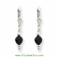 Sterling Silver Black Crystal Leverback Earrings
