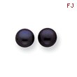 Sterling Silver Black Cultured Pearl Button Earrings