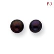 Sterling Silver Black Cultured Pearl Button Earrings