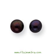 Sterling Silver Black Cultured Pearl Button Earrings