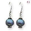 Sterling Silver Black Cultured Pearl Dangle Earrings