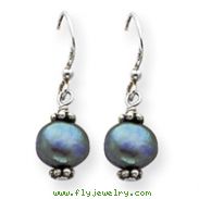 Sterling Silver Black Cultured Pearl Dangle Earrings