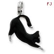 Sterling Silver Black Enamel Cat Charm