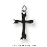 Sterling Silver Black Enameled Cross