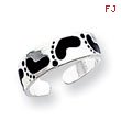 Sterling Silver Black Enameled Feet Toe Ring