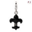 Sterling Silver Black Enameled Fleur de Lis w/Lobster Clasp Charm