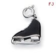 Sterling Silver Black Enameled Ice Skate Charm