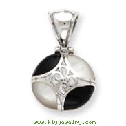 Sterling Silver Black Onyx & Mother Of Pearl Pendant