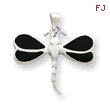 Sterling Silver Black Shell Dragonfly Pendant