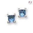 Sterling Silver Blue & Clear Cubic Zirconia Earrings