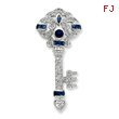 Sterling Silver Blue & Clear CZ Key Slide