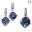 Sterling Silver Blue & Clear CZ Pendant & Earring Set