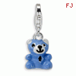 Sterling Silver Blue & Enamel Teddy Bear With Lobster Clasp Charm