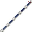 Sterling Silver Blue And Clear CZ Bracelet