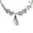 Sterling Silver Blue Crystal, Amazonite, Lavender QuartzCultured Pearl Necklace