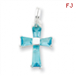 Sterling Silver Blue CZ Cross Charm