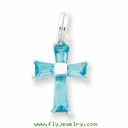 Sterling Silver Blue CZ Cross Charm