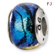 Sterling Silver Blue Dichroic Glass Bead