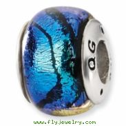 Sterling Silver Blue Dichroic Glass Bead