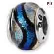 Sterling Silver Blue Dichroic Glass Bead