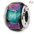 Sterling Silver Blue Dichroic Glass Bead