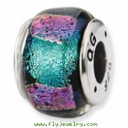 Sterling Silver Blue Dichroic Glass Bead