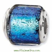 Sterling Silver Blue Dichroic Glass Bead