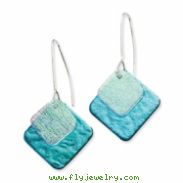 Sterling Silver Blue Dichroic Glass Diamond Shaped Dangle Earrings