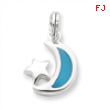 Sterling Silver Blue Enamaled Moon & Star Charm