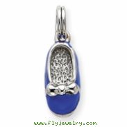 Sterling Silver Blue Enamel Shoe Charm