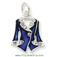 Sterling Silver Blue Enameled And Crystal Vest Charm