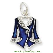 Sterling Silver Blue Enameled And Crystal Vest Charm