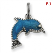 Sterling Silver Blue Enameled Dolphin Charm