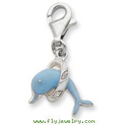 Sterling Silver Blue Enameled Dolphin Charm