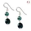 Sterling Silver Blue-Green Freshwater Cultured Pearl Earrings