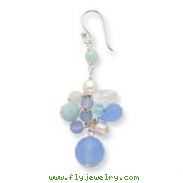 Sterling Silver Blue lace Agate, Opalite, Freshwater Cultured Pearl Earrings