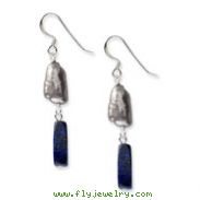 Sterling Silver Blue Lapis & Grey Freshwater Cultured Pearl Earrings