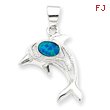 Sterling Silver Blue Opal Dolphin Pendant