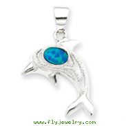 Sterling Silver Blue Opal Dolphin Pendant