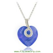 Sterling Silver Blue Swarovski Crystal Heart Necklace