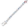 Sterling Silver Blue Topaz & CZ Bracelet