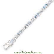 Sterling Silver Blue Topaz & CZ Bracelet