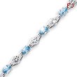 Sterling Silver Blue Topaz & CZ Bracelet