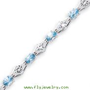 Sterling Silver Blue Topaz & CZ Bracelet