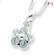 Sterling Silver Blue Topaz Flower Pendant w/ 16 Chain